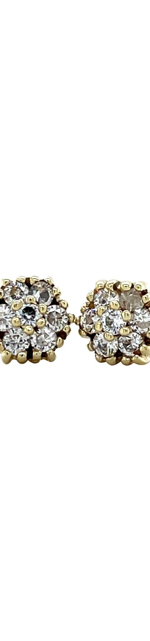 Vintage 14K Gold Cluster Stud Earrings with Cubic Zirconia